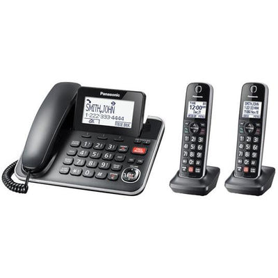 Panasonic Phone System with Corded and 2 Cordless Handsets KXTGF872B